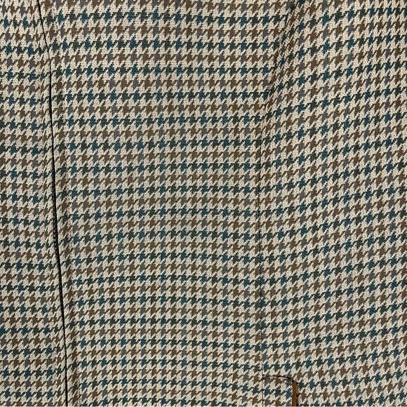 Liz Claiborne tan green check preppy academia houndstooth wool blazer jacket 6P - Picture 4 of 7